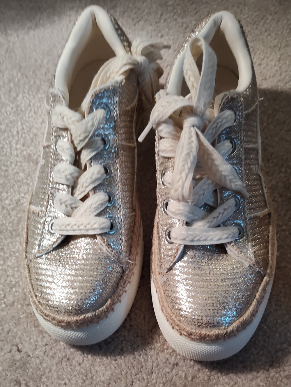 Women's Glitter Lace-Up Sneakers in Silver